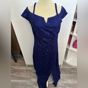NWT Large Candalite Royal Blue Lace Dress Gown Prom Pageant Military Ball Event